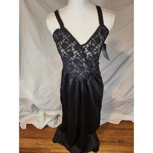 NWT Vtge Debutante‎ Black Lace Nylon Stretch Top Size Small